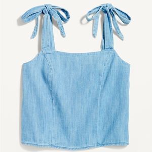 Fitted Tie-Shoulder Cropped Jean Corset Cami Top Size Small